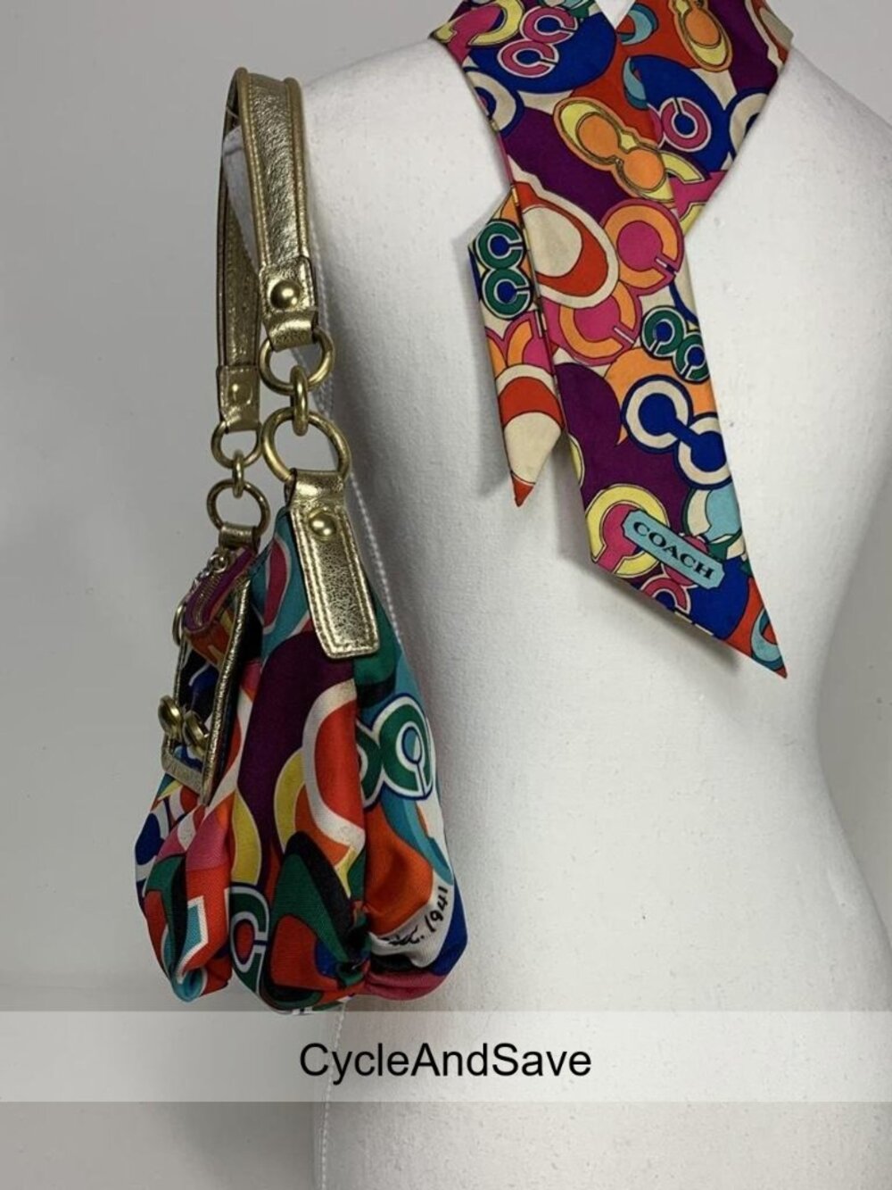 Coach Multicolored Abstract Circular Pattern Handbag - Picture 6 of 8